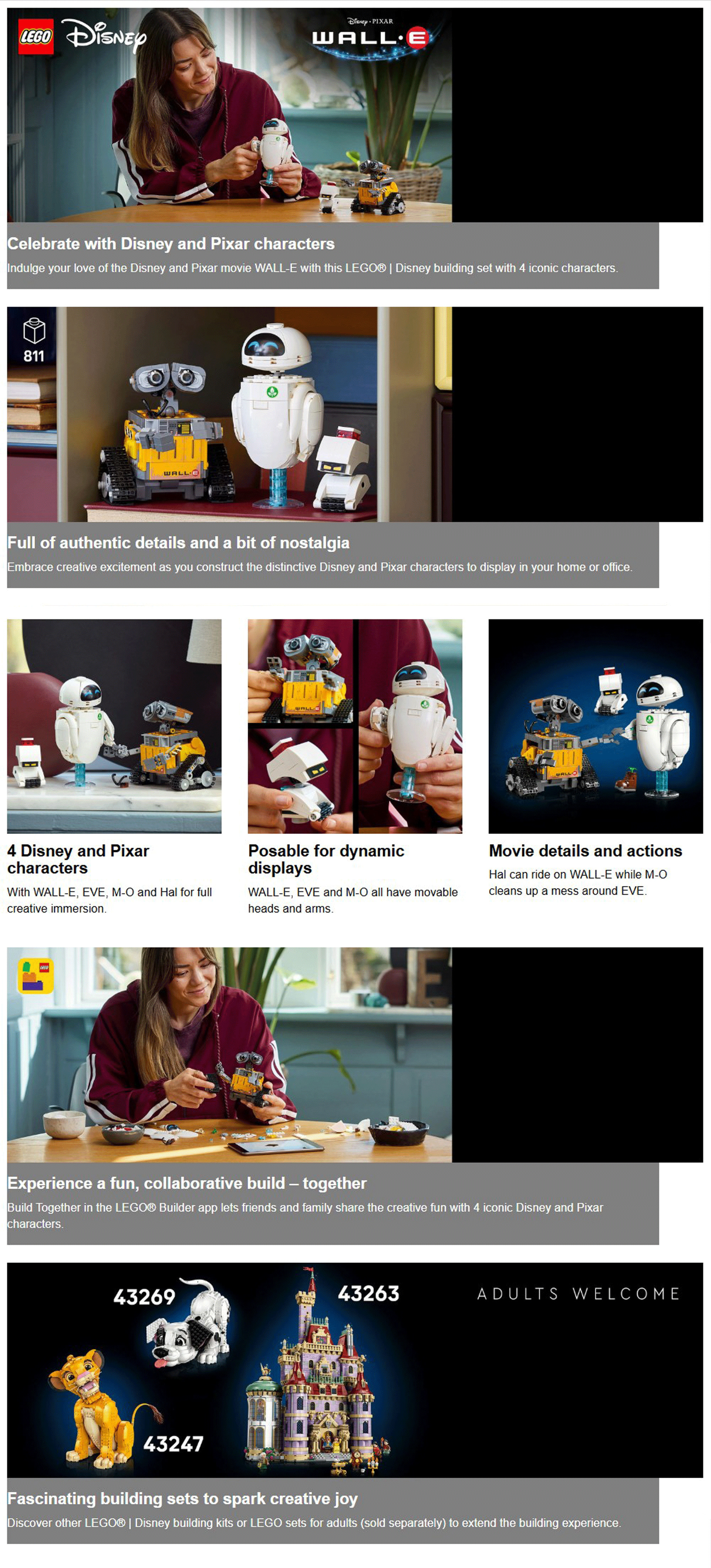 Disney Pixar WALL-E and EVE 43279 (811) Pieces