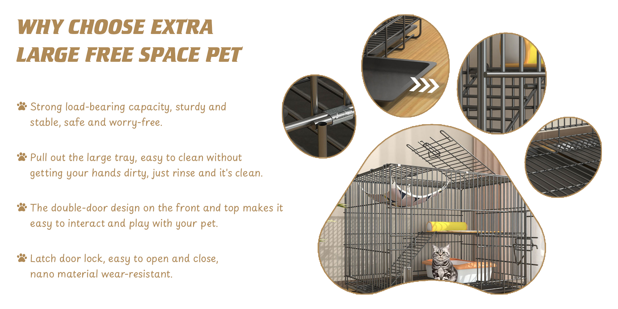 Large Cat Cage Cat House Cat Cabinet Cat Nest Extra Large Free Space Pet Cages Kitten Cage