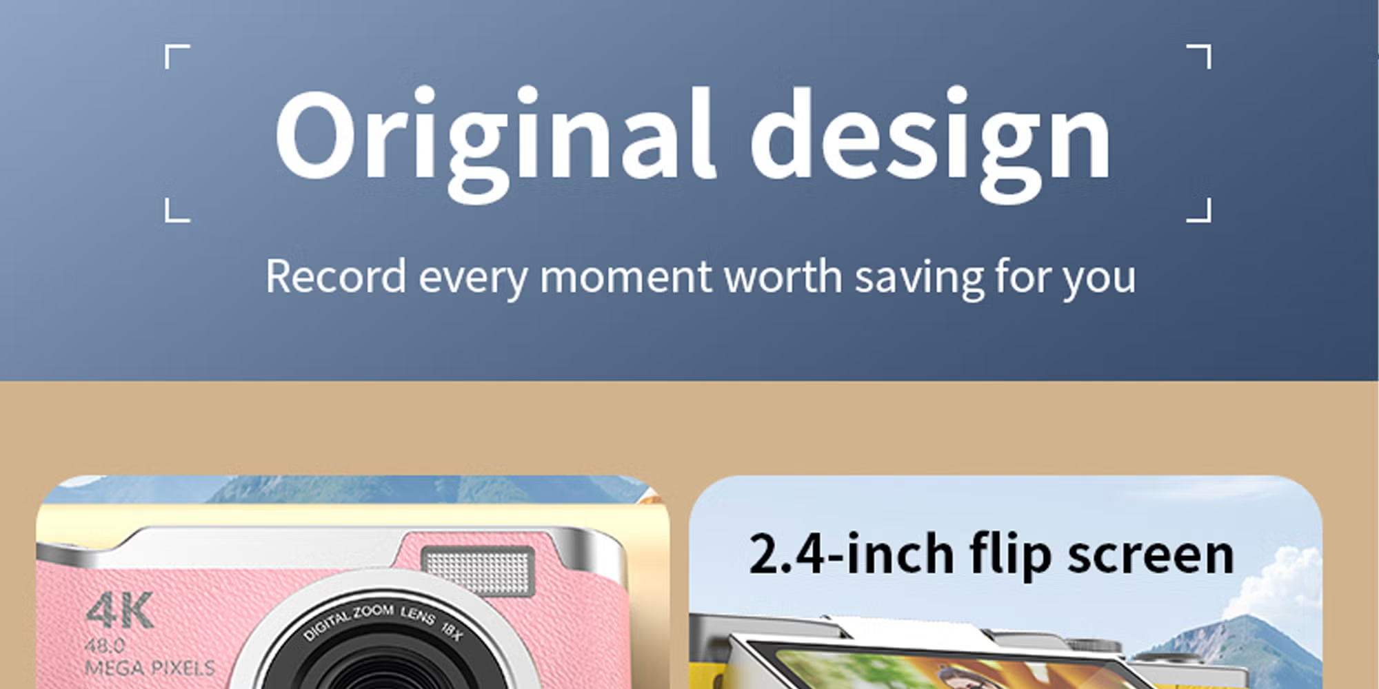 Digital CameraDigital Camera with 128GB SD card, 4k CCD Digital Zoom Student Digital Camera 48MP Portable Digital Photography Camera 180° Flip Screen Selfie Camera, Point and Shoot Digital Cameras