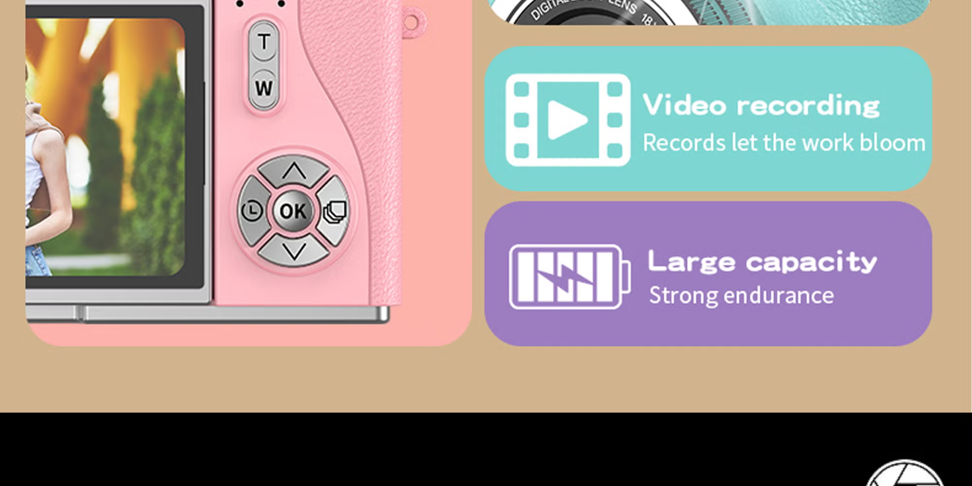 Digital CameraDigital Camera with 128GB SD card, 4k CCD Digital Zoom Student Digital Camera 48MP Portable Digital Photography Camera 180° Flip Screen Selfie Camera, Point and Shoot Digital Cameras