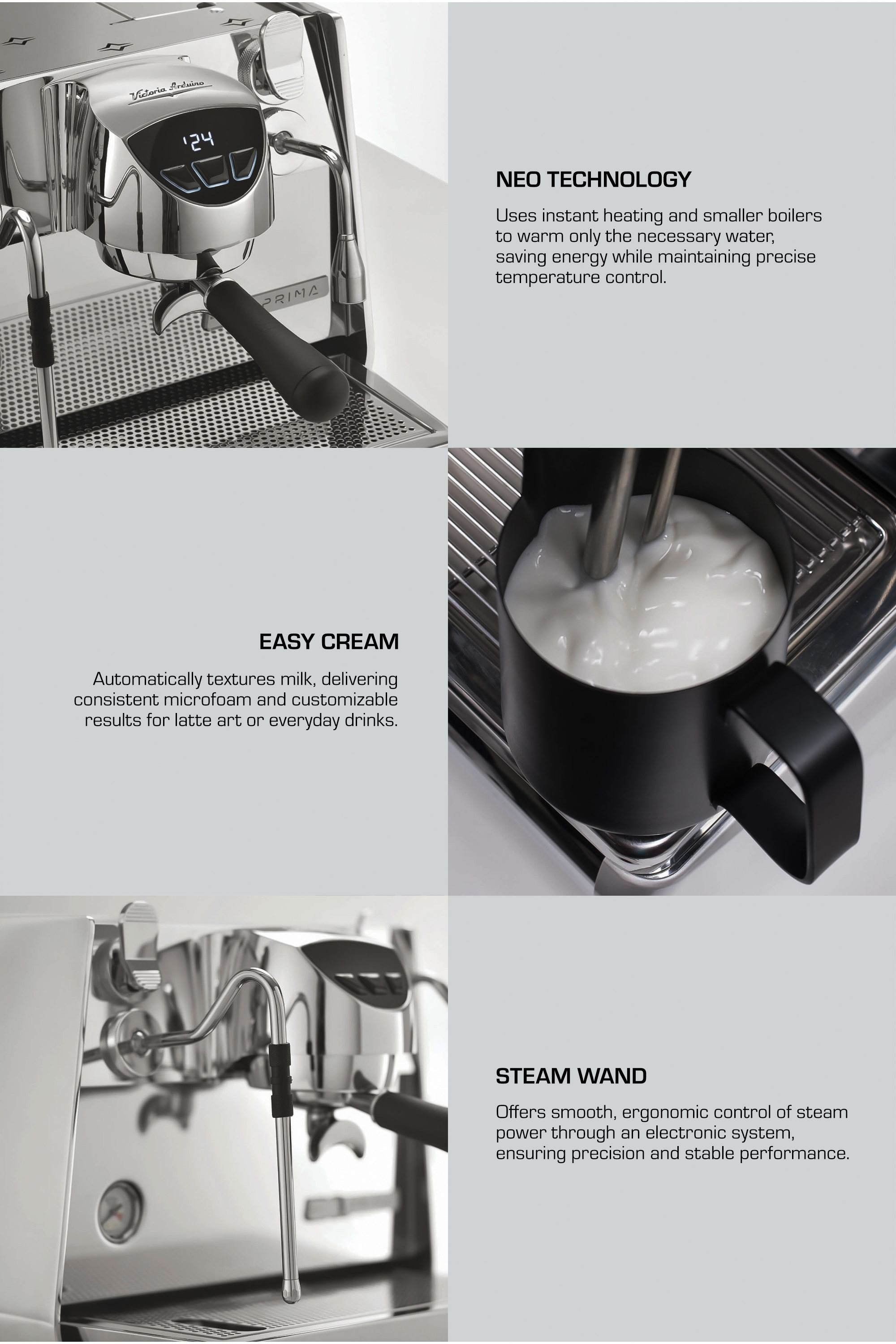 Eagle One Prima Single‑Group Espresso Machine Volumetric, Dual‑Boiler, 1600–2600W, Tank or Direct‑Plumb Water, Cool‑Touch Steam Wand, Digital Control via App, White