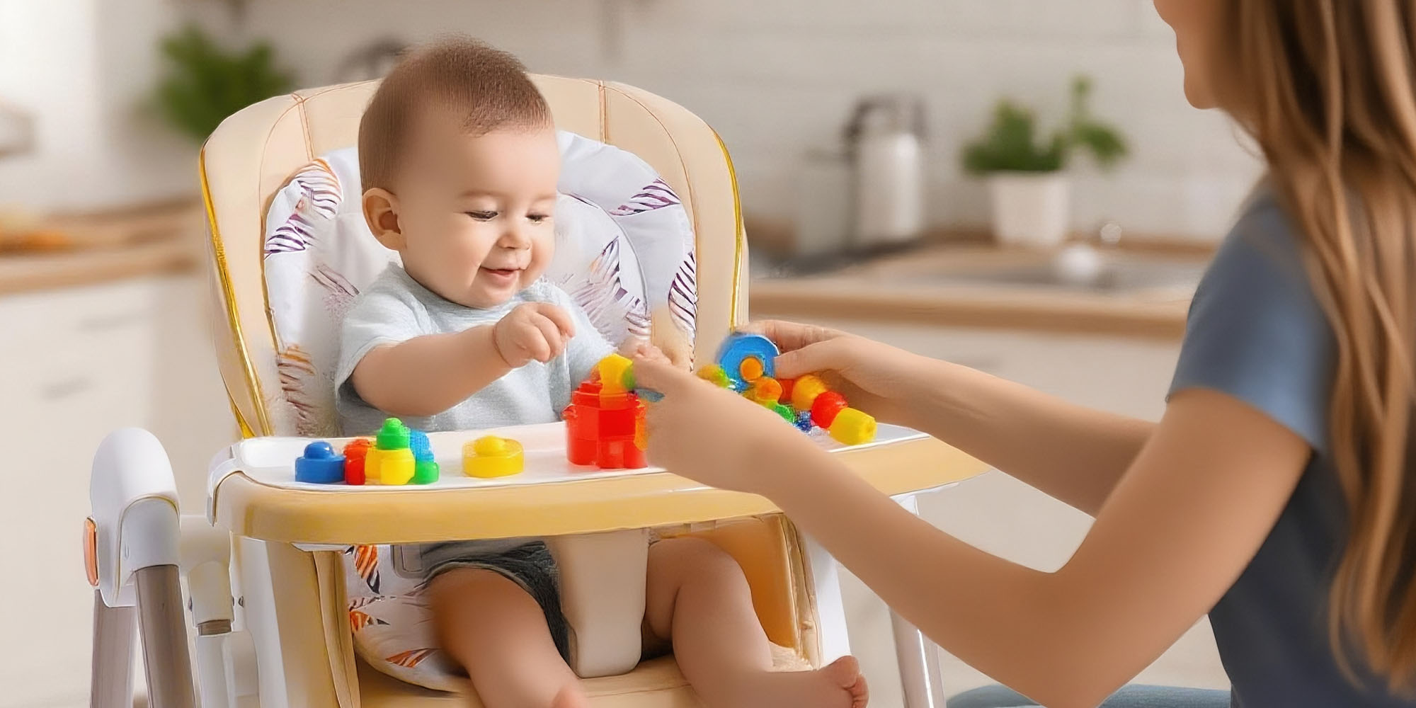 Baby High Chair | 5-Level Adjustable Foldable High Chair with Wheels & Double Trays | 4-Position Reclining Seat & 3-Stage Footrest | Safe Feeding Chair for Infants 6M-3 Years