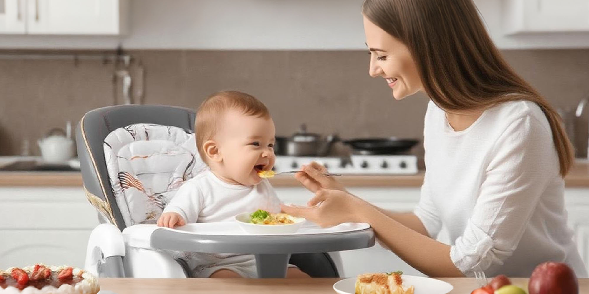 Baby High Chair | 5-Level Adjustable Foldable High Chair with Wheels & Double Trays | 4-Position Reclining Seat & 3-Stage Footrest | Safe Feeding Chair for Infants 6M-3 Years