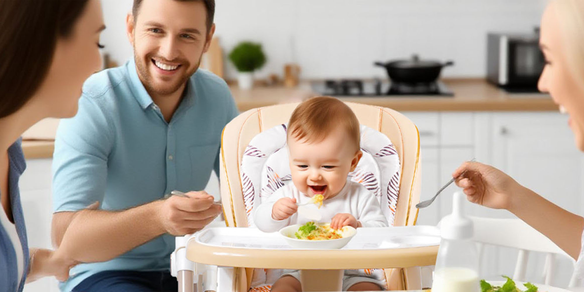 Baby High Chair | 5-Level Adjustable Foldable High Chair with Wheels & Double Trays | 4-Position Reclining Seat & 3-Stage Footrest | Safe Feeding Chair for Infants 6M-3 Years