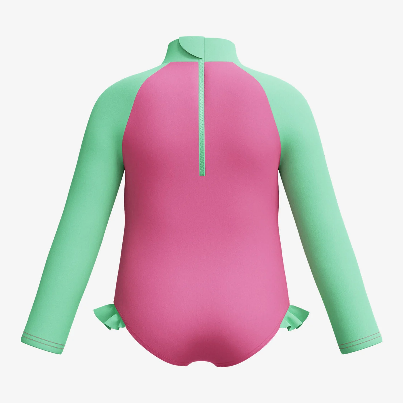 Kids' Digital Long Sleeve Frill One-Piece Swimsuit
