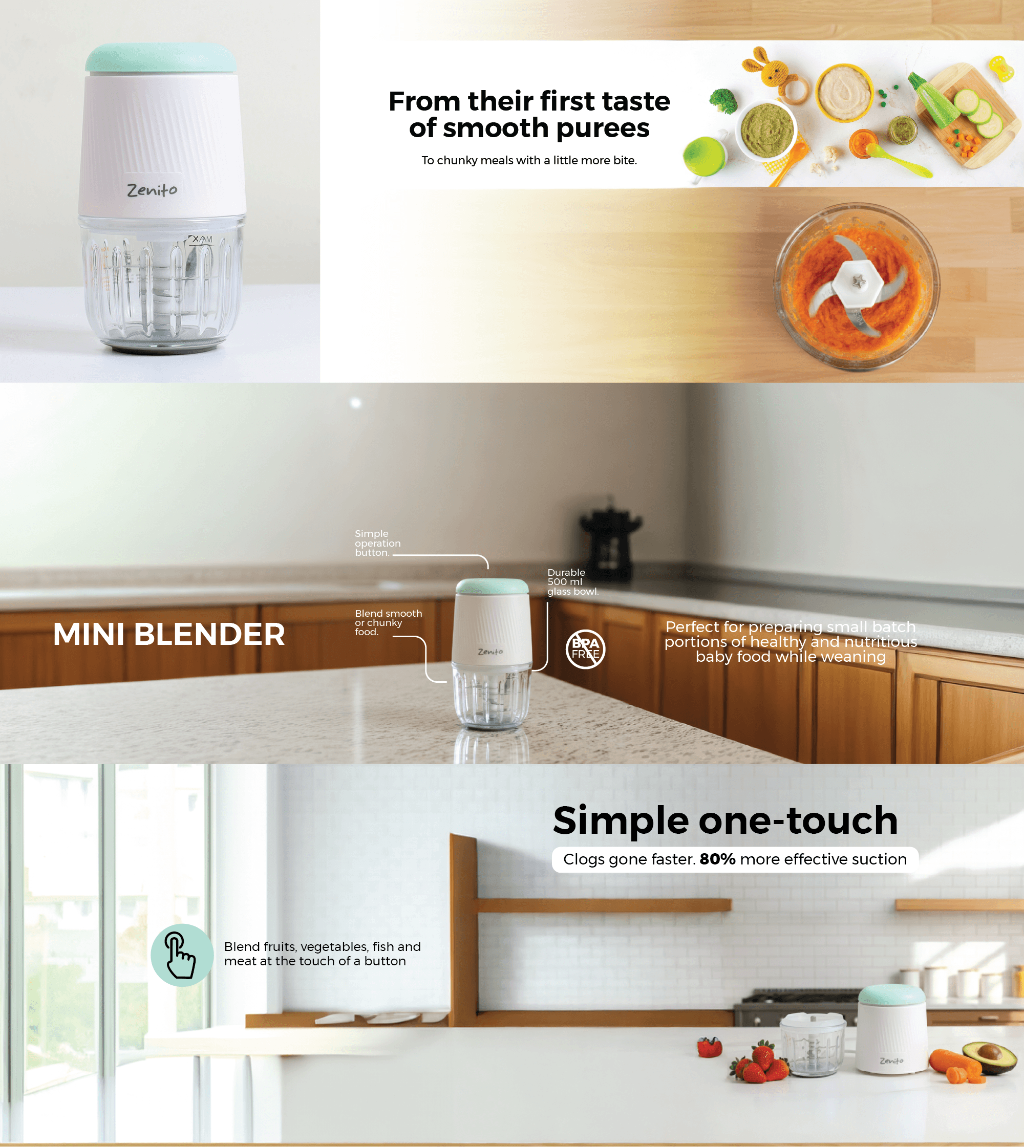 Zenito Mini Baby Food Blender - Fresh Meal Prep
