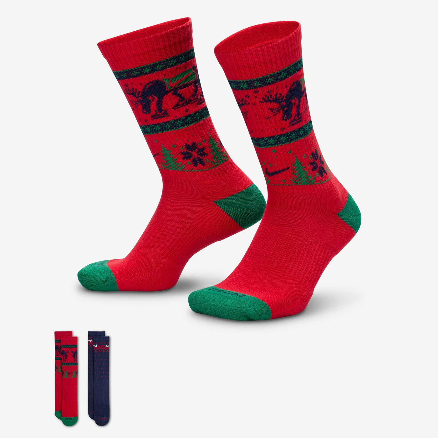 Holiday Cushioned Dri-FIT Holiday Crew Socks (2 Pairs)