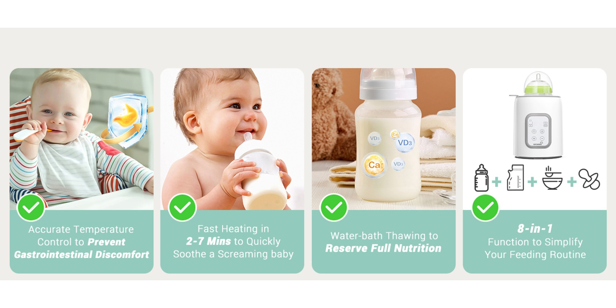 8-in-1 Fast Baby Milk Warmer with Timer for Breastmilk or Formula, Accurate Temperature Control, with Defrost, Sterili-zing, Keep, Heat Baby Food Jars Function