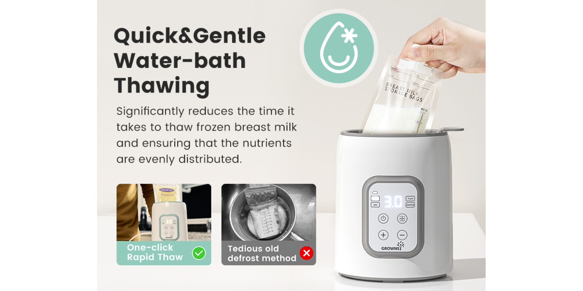 8-in-1 Fast Baby Milk Warmer with Timer for Breastmilk or Formula, Accurate Temperature Control, with Defrost, Sterili-zing, Keep, Heat Baby Food Jars Function