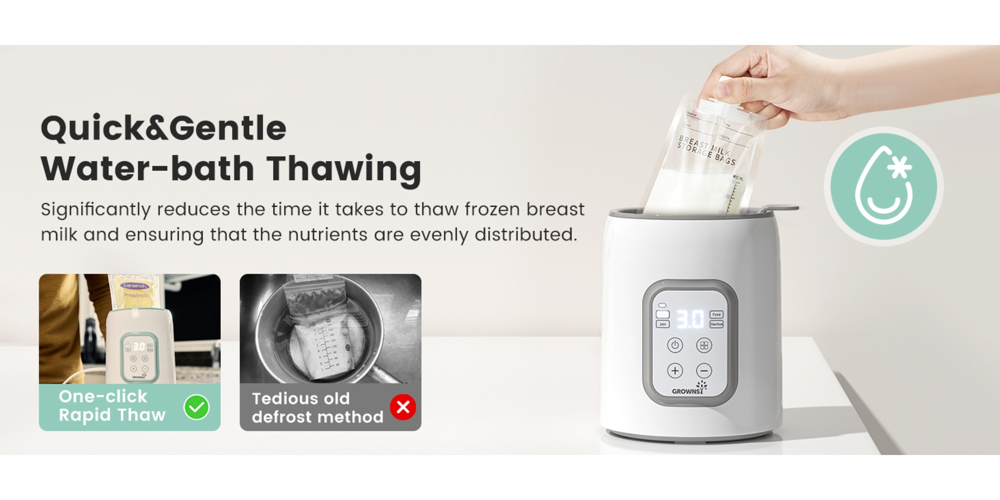 8-in-1 Fast Baby Milk Warmer with Timer for Breastmilk or Formula, Accurate Temperature Control, with Defrost, Sterili-zing, Keep, Heat Baby Food Jars Function