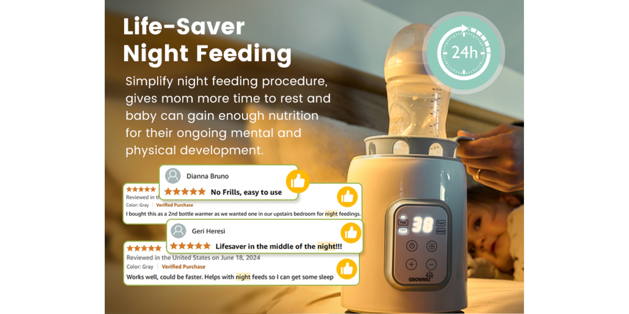 8-in-1 Fast Baby Milk Warmer with Timer for Breastmilk or Formula, Accurate Temperature Control, with Defrost, Sterili-zing, Keep, Heat Baby Food Jars Function