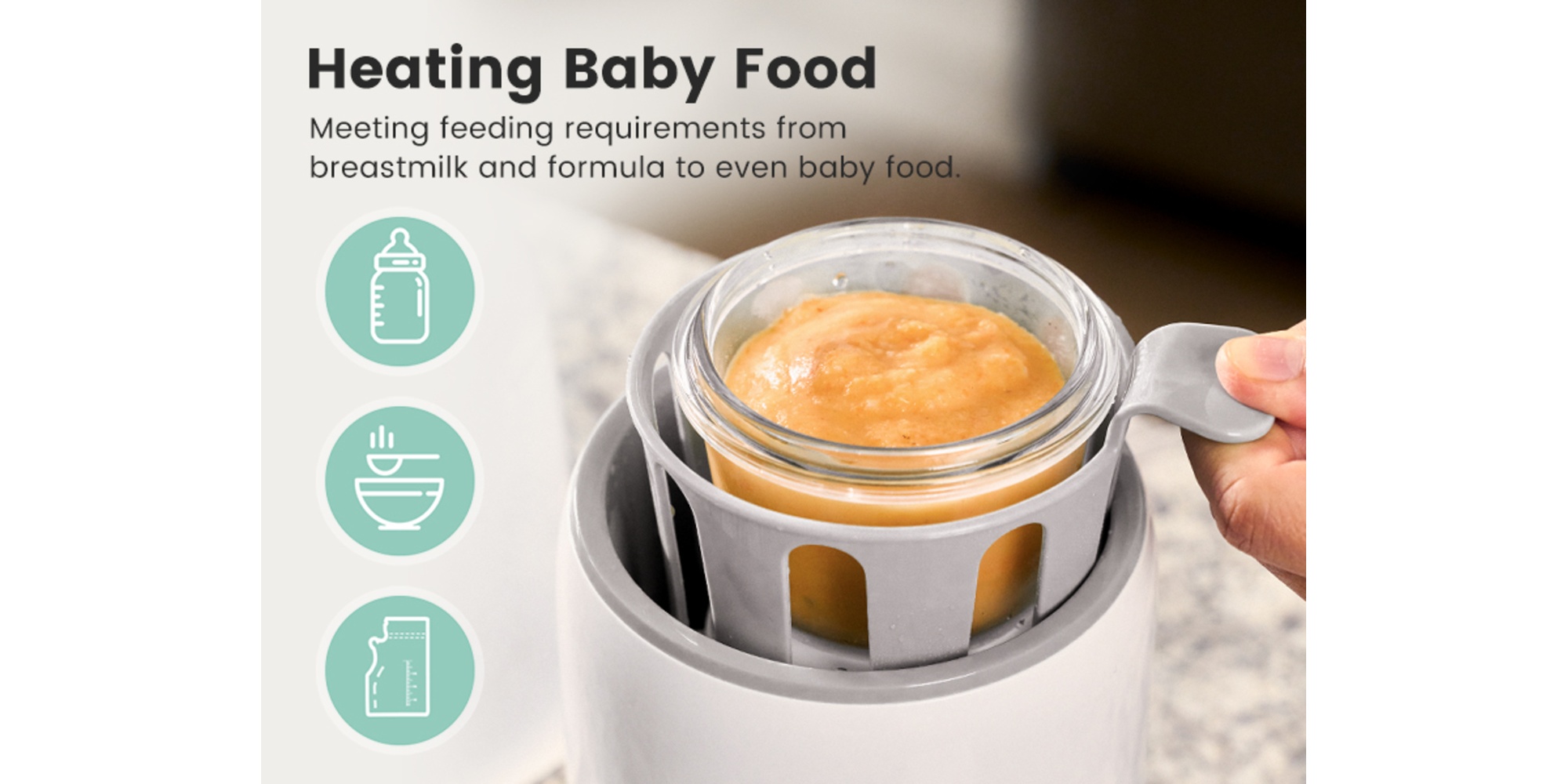 8-in-1 Fast Baby Milk Warmer with Timer for Breastmilk or Formula, Accurate Temperature Control, with Defrost, Sterili-zing, Keep, Heat Baby Food Jars Function