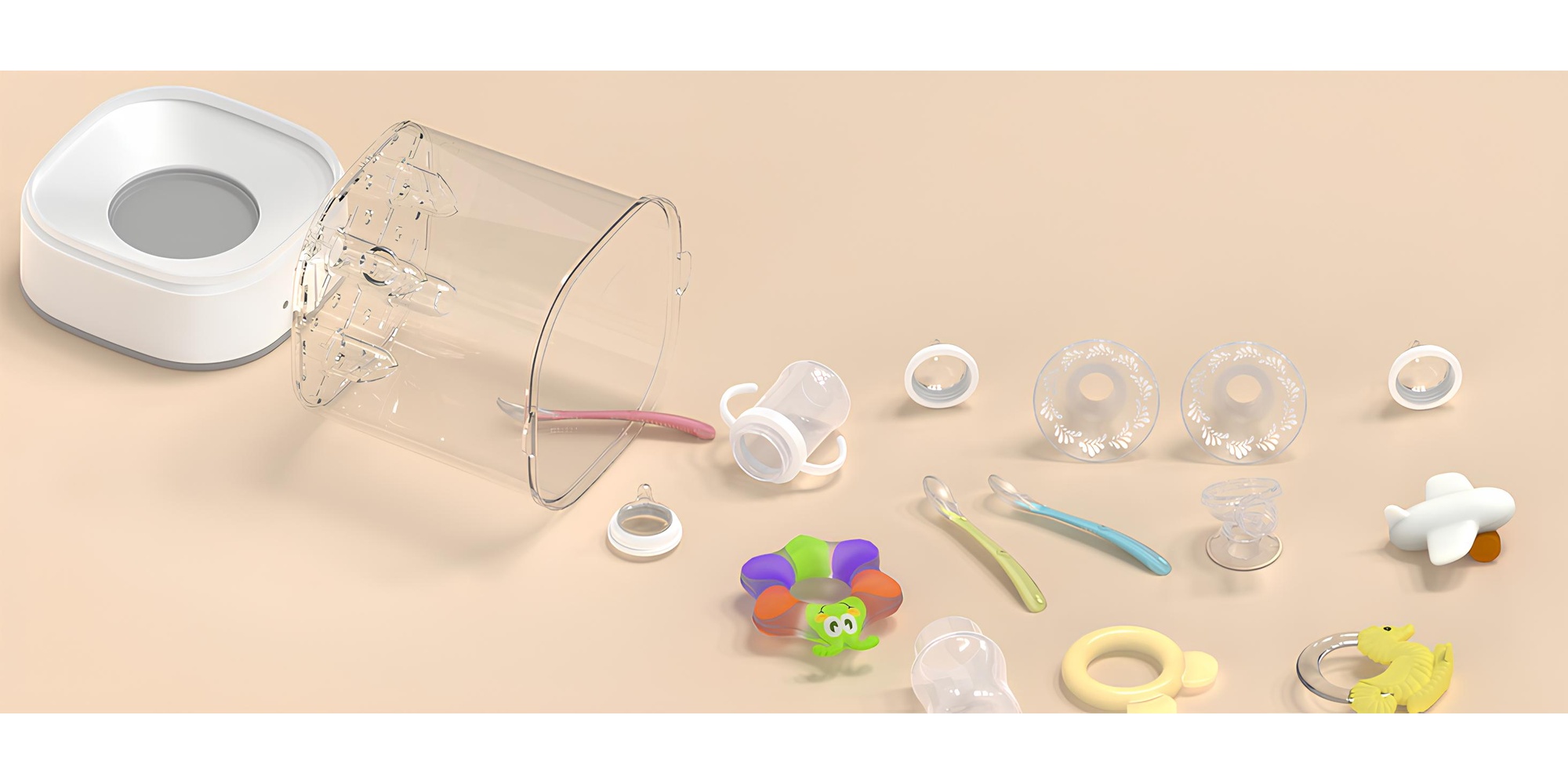 Bottle Sterilizer, Baby Bottle Steam Sterilizer, Electric Baby Bottle Sanitizer with Timer for Baby Bottles, Pacifiers, Pump Parts