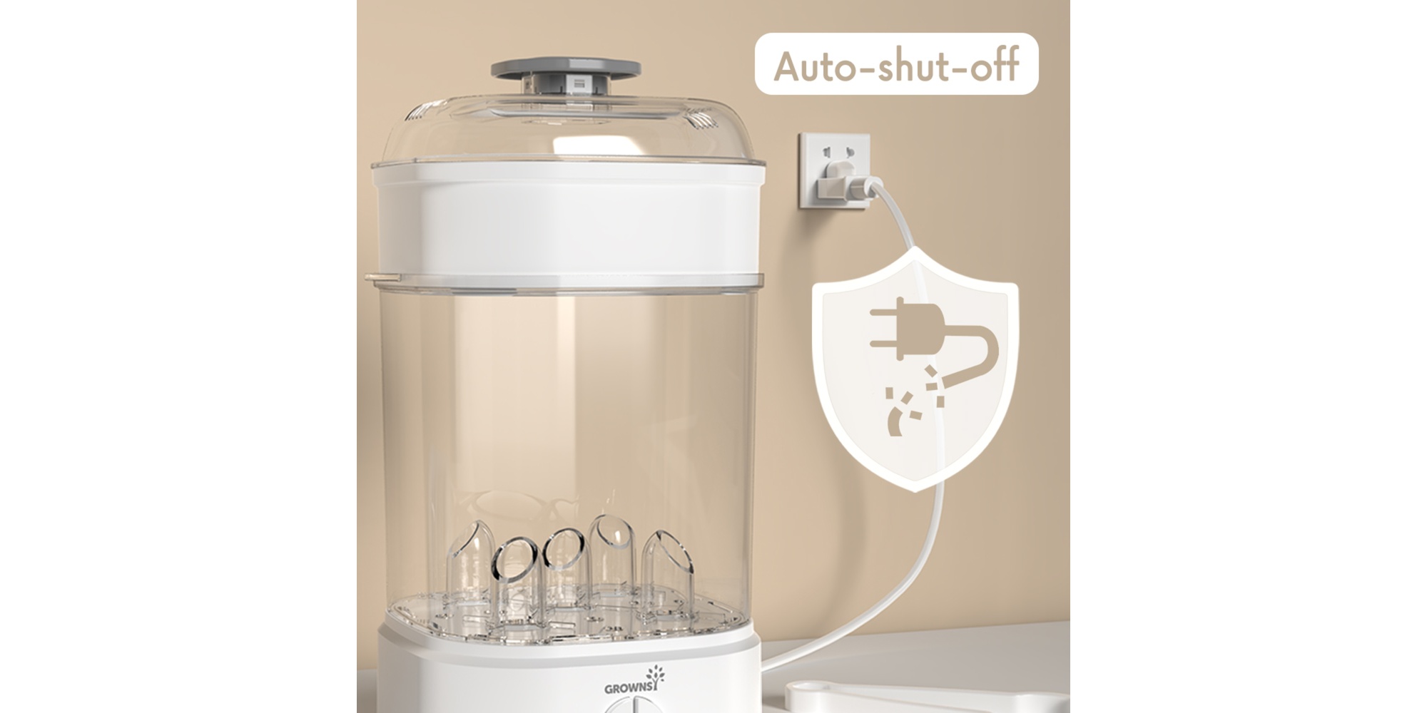 Bottle Sterilizer, Baby Bottle Steam Sterilizer, Electric Baby Bottle Sanitizer with Timer for Baby Bottles, Pacifiers, Pump Parts