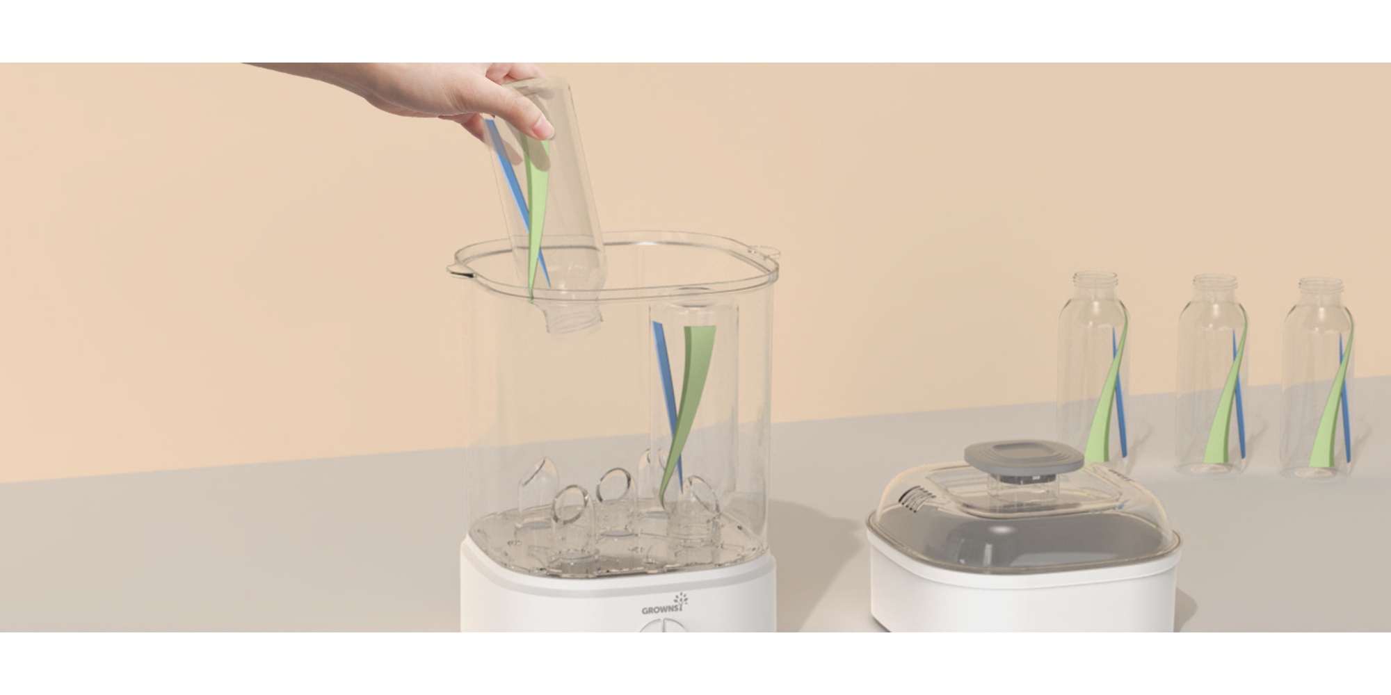 Bottle Sterilizer, Baby Bottle Steam Sterilizer, Electric Baby Bottle Sanitizer with Timer for Baby Bottles, Pacifiers, Pump Parts