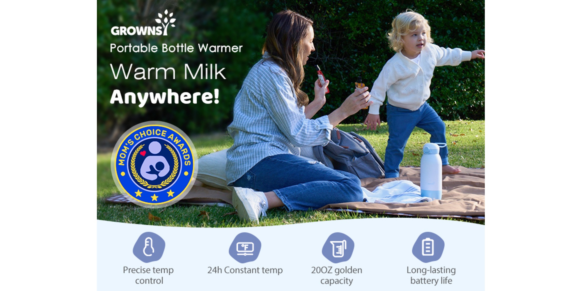 Portable Bottle Warmer for Breast Milk â€“ Fast, Even Heating with Precise Temperature Control â€“ USB-C Rechargeable, Leak-Proof, Travel-Friendly Baby Bottle Heater for On-the-Go Moms