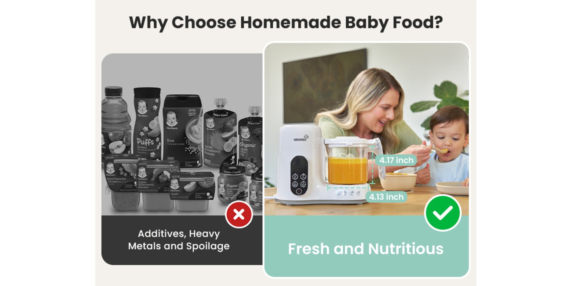 Baby Food Maker with Steam Basket, One Step Baby Food Processor Steamer Puree Blender Grinder Mills Machine, Auto Cooking Grinding and Sterili-zing for Healthy Homemade Baby Food, BPA-Free