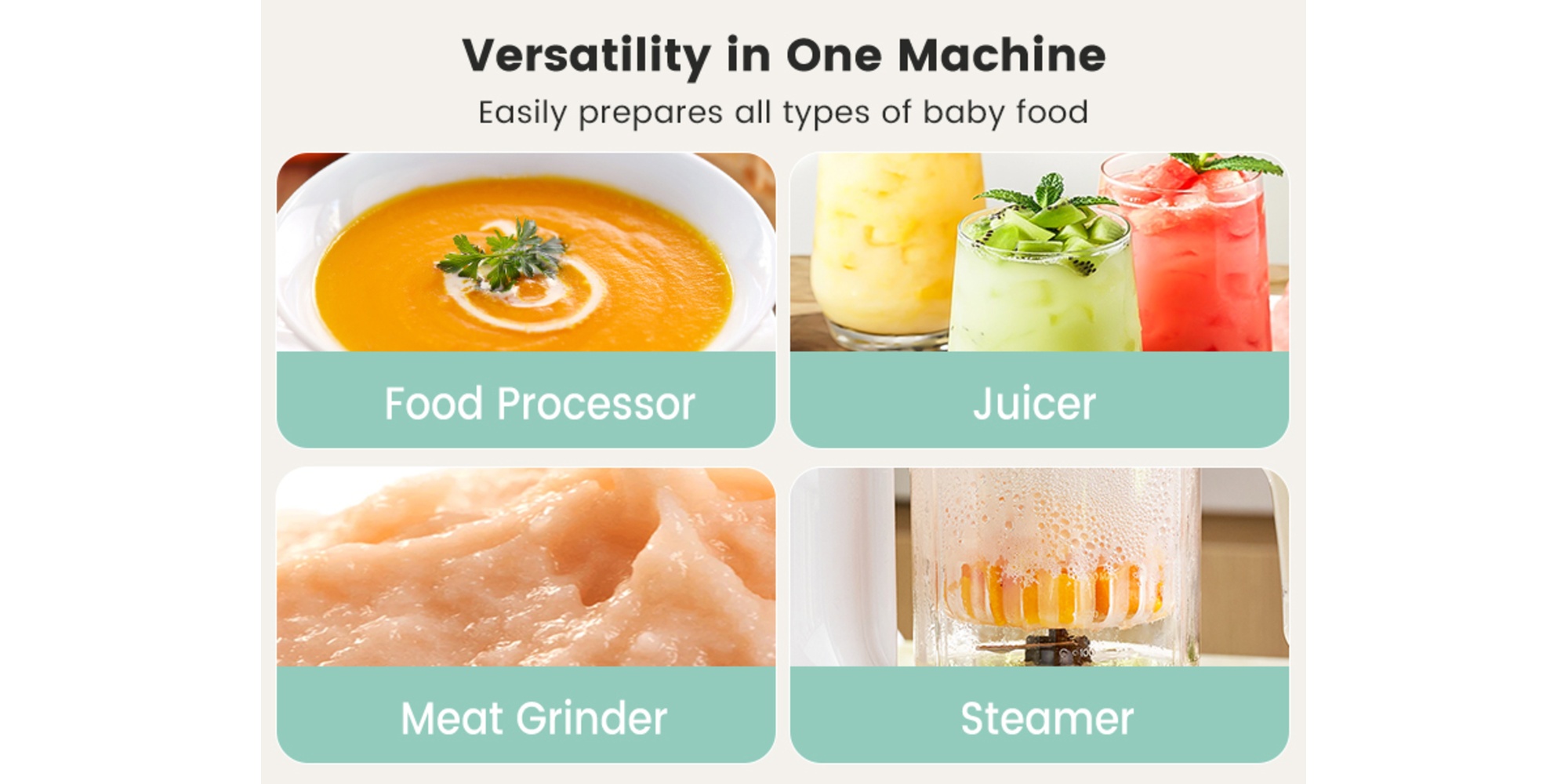 Baby Food Maker with Steam Basket, One Step Baby Food Processor Steamer Puree Blender Grinder Mills Machine, Auto Cooking Grinding and Sterili-zing for Healthy Homemade Baby Food, BPA-Free