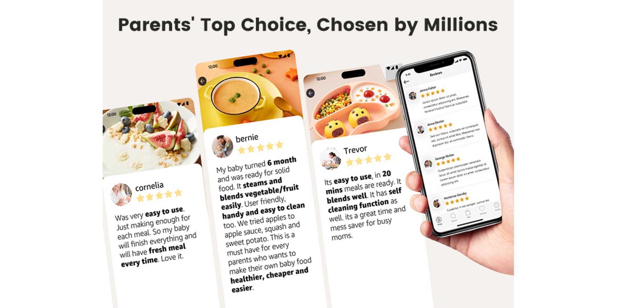 Baby Food Maker with Steam Basket, One Step Baby Food Processor Steamer Puree Blender Grinder Mills Machine, Auto Cooking Grinding and Sterili-zing for Healthy Homemade Baby Food, BPA-Free