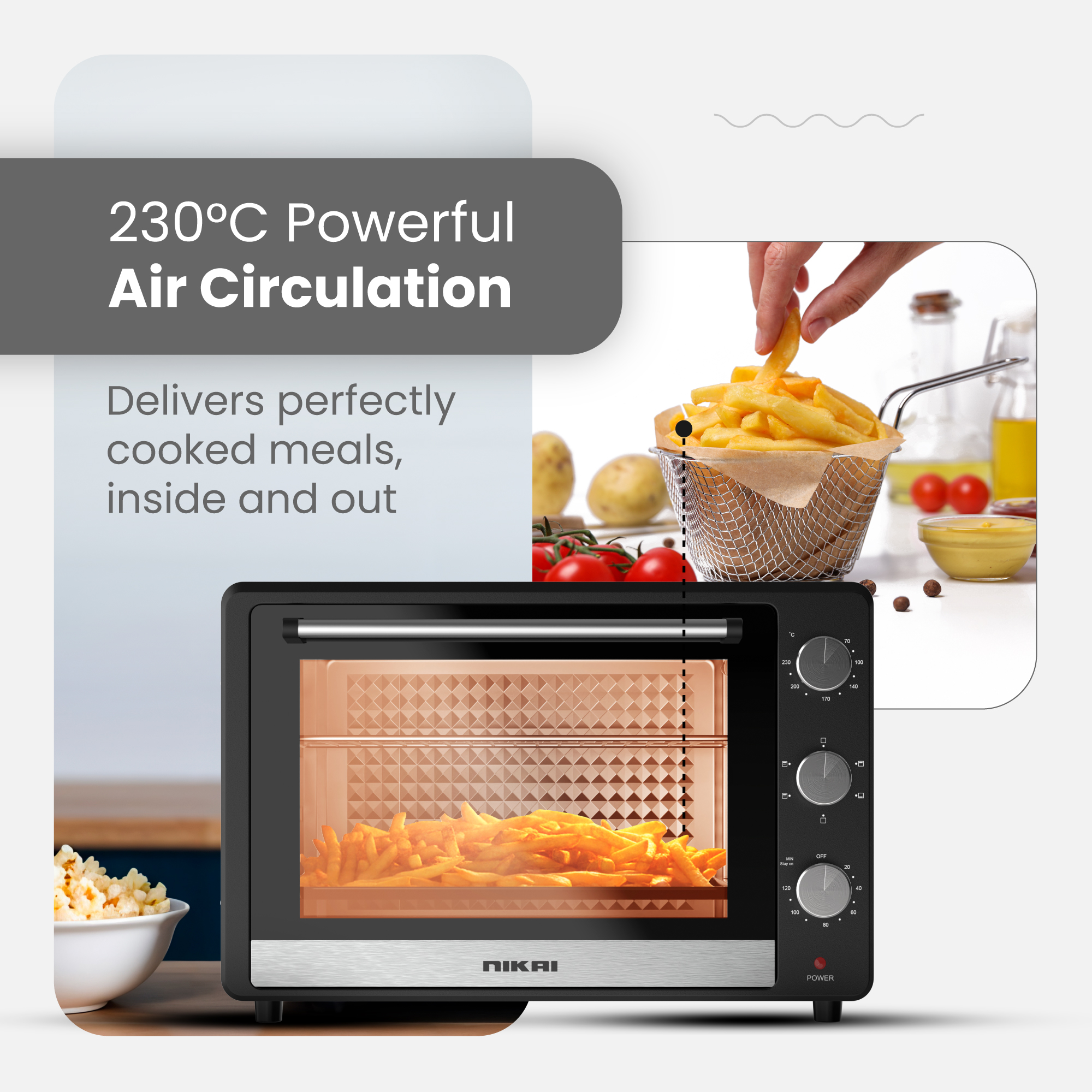 46L Electric Oven, 1800W Power, Adjustable Temperature, 7 Heating Stages, 60-Min Timer with Bell Ring, Indicator Light, Keep Warm Function, High-Efficiency Heating, Accessories Included - 46 L 1800 W NT655N2/ NT655RX2 Black