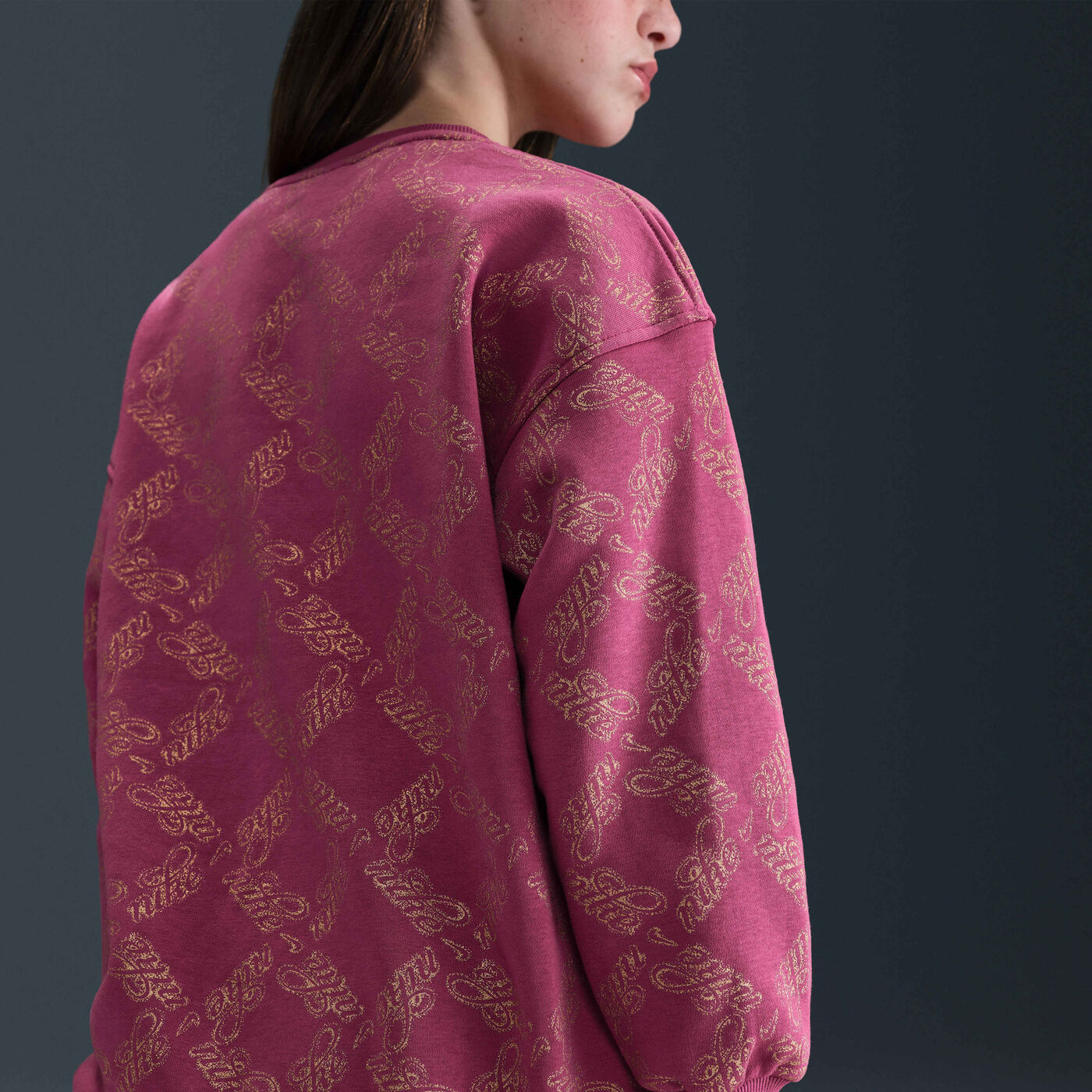 Kids' Sportswear Club Fleece Printed Crewneck Sweatshirt