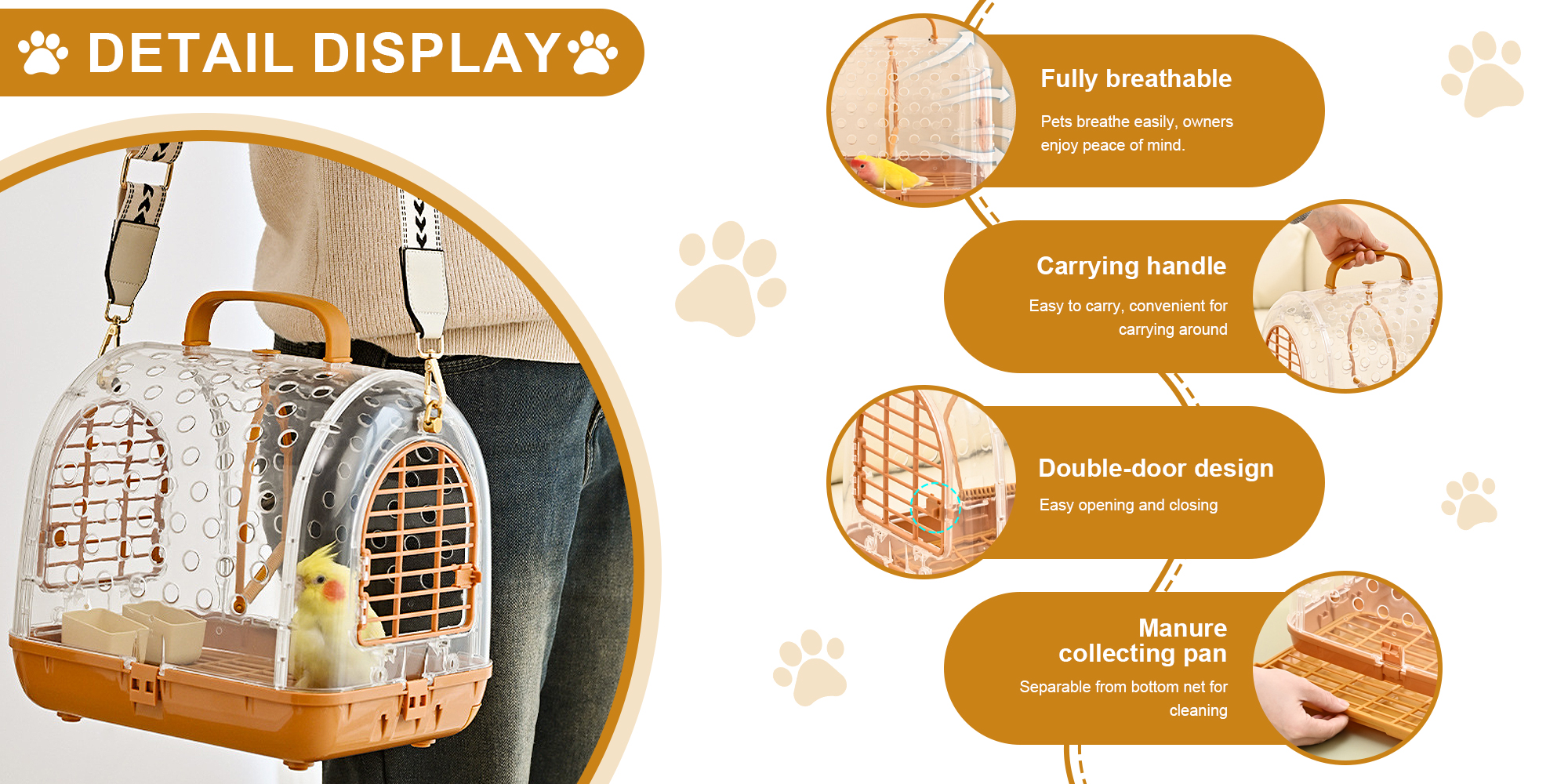 Portable Bird Cage Bird Carrier Bag Bird Travel Cage Walk Birds Portable Takeout Cages Bird Travel Carrier Breathable Lightweight Parrot Bird Cage