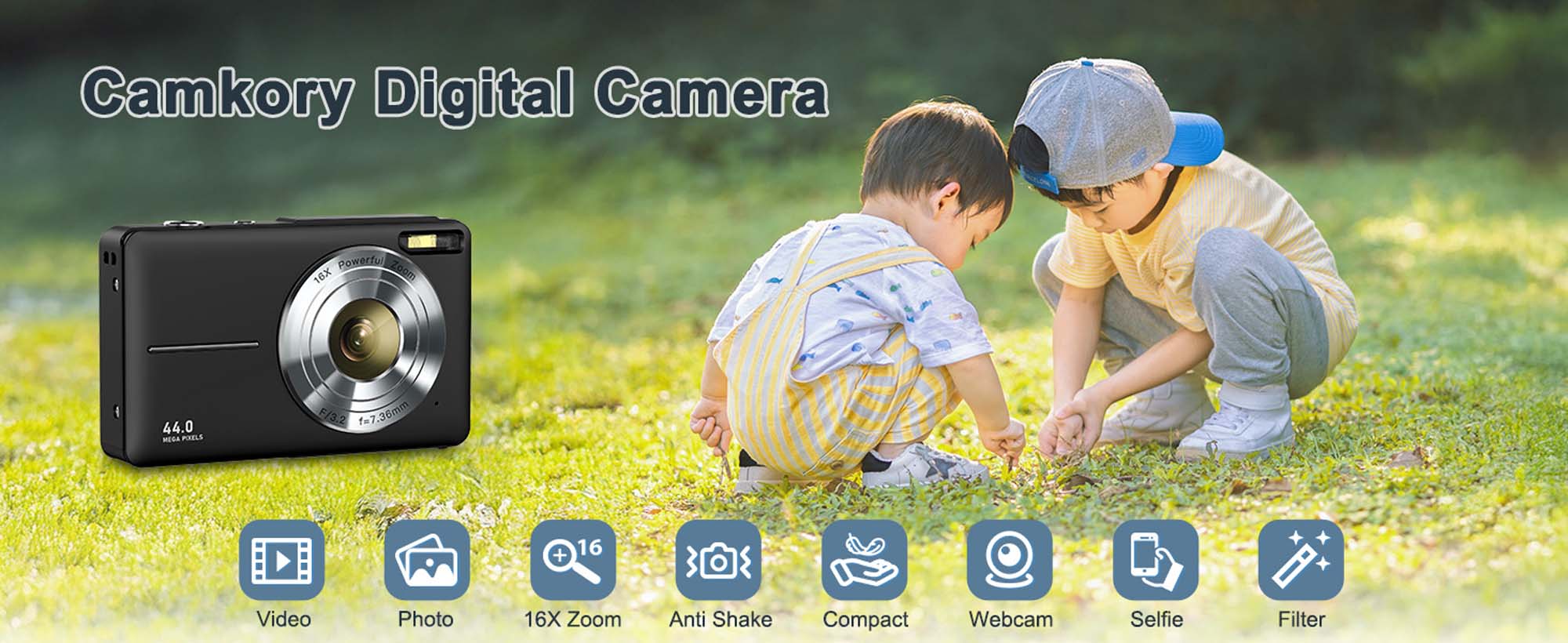 Digital Camera - 50 Megapixels HD, 4K Video Recording, 16x Optical Zoom, Anti-Shake Functionality, Perfect for Teenagers and Children, Includes 32GB SD Card