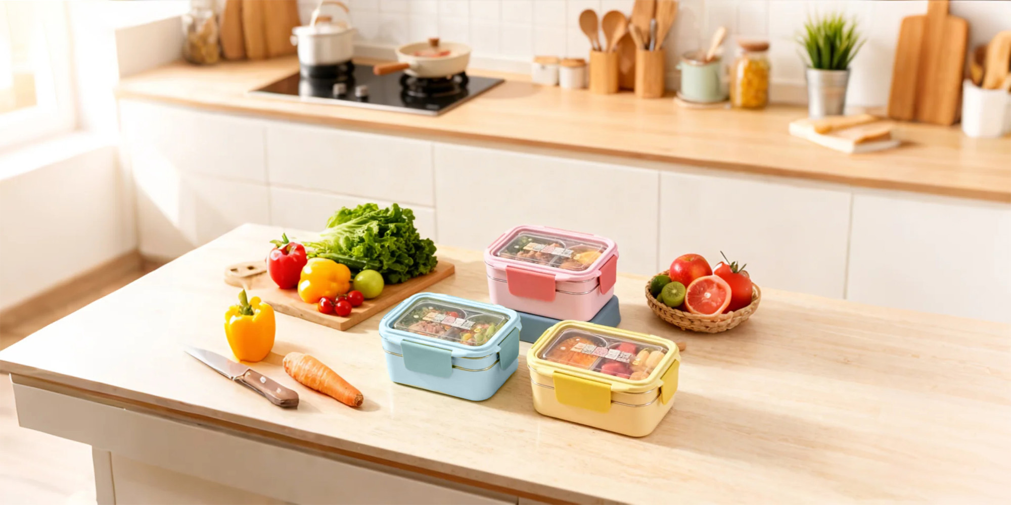 Adando Stainless Steel Lunch Box -1100ml Double Layer Microwave-Safe Bento Containers - 304 Insulated Lunch Box Insulated Leakproof - Cartoon Cute Lunch Box Ideal for Students School Toddler Kids Boys Girls with Stainless Steel Cutlery