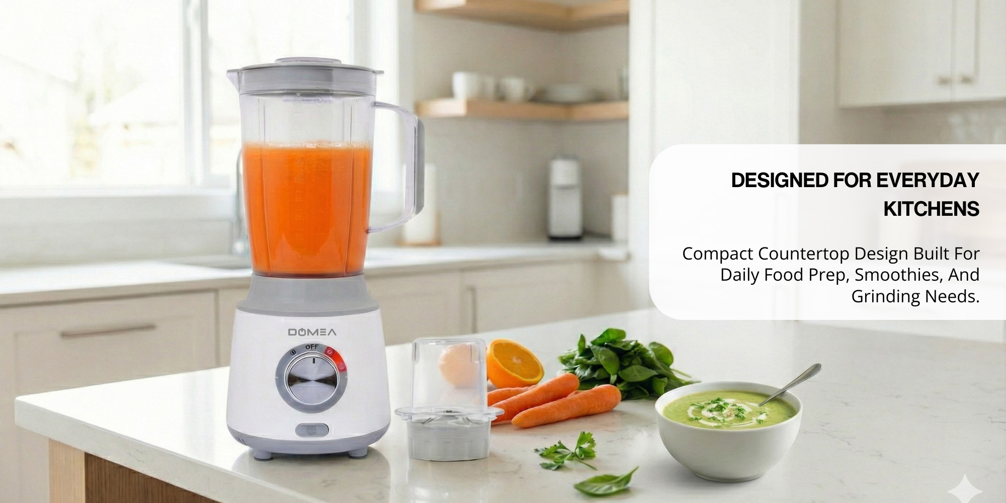 2-in-1 Blender & Grinder, 600W High-Speed Motor, 1.8L Juice Blender Jar + 300 ml Grinder Jar, 2-Speed + Pulse Function, Stainless Steel Blade, Ice Crushing, Coffee Grinding, Countertop Blender