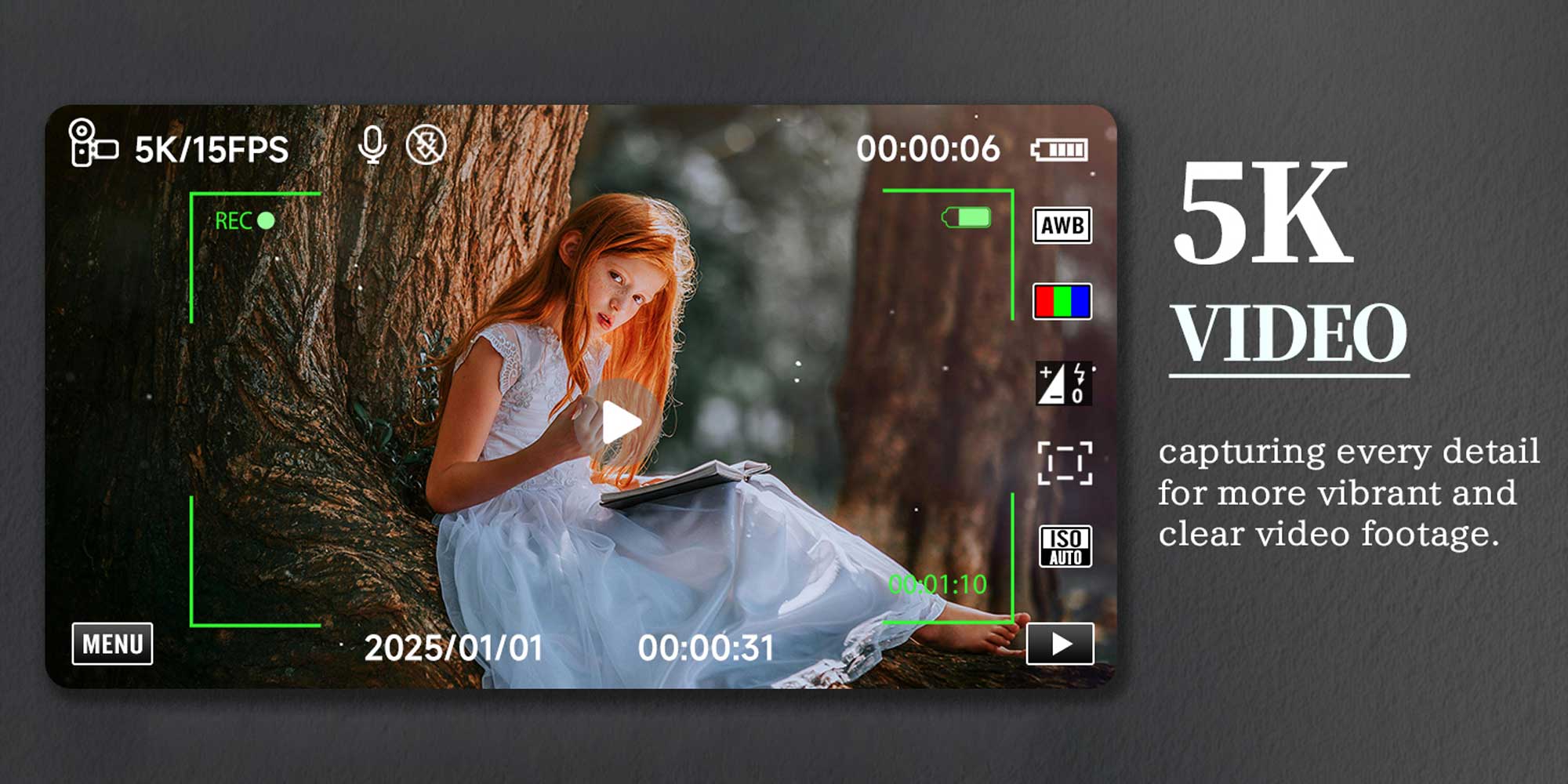 5K dual-screen digital camera, 18x digital zoom, suitable for teenage Vlog shooting, 80MP portable beginner camera, with 32GB memory card included