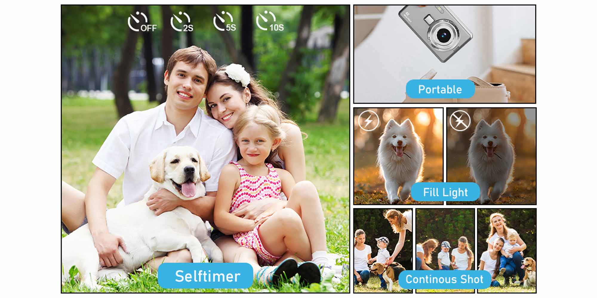 4K Digital Camera | Anti-Shake Camcorder | 16x Optical Zoom | 1080P HD Video | 32GB TF Card | Portable Black Point-and-Shoot Camera