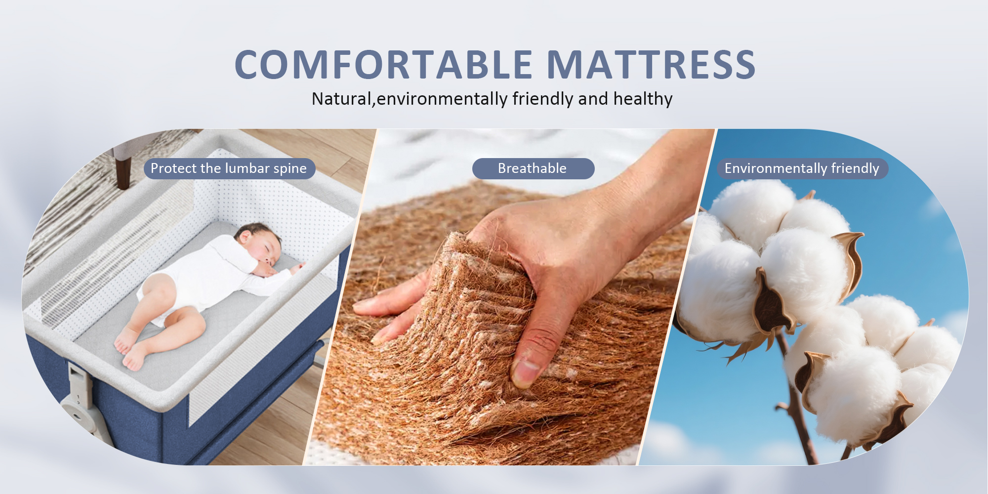 Baby Bassinet Bedside Sleeper, Baby Crib, Easy Folding Portable Baby Sleeping Bed, Rocking Bassinets with Mattress Mosquito Net for Infant Newborn (Blue)