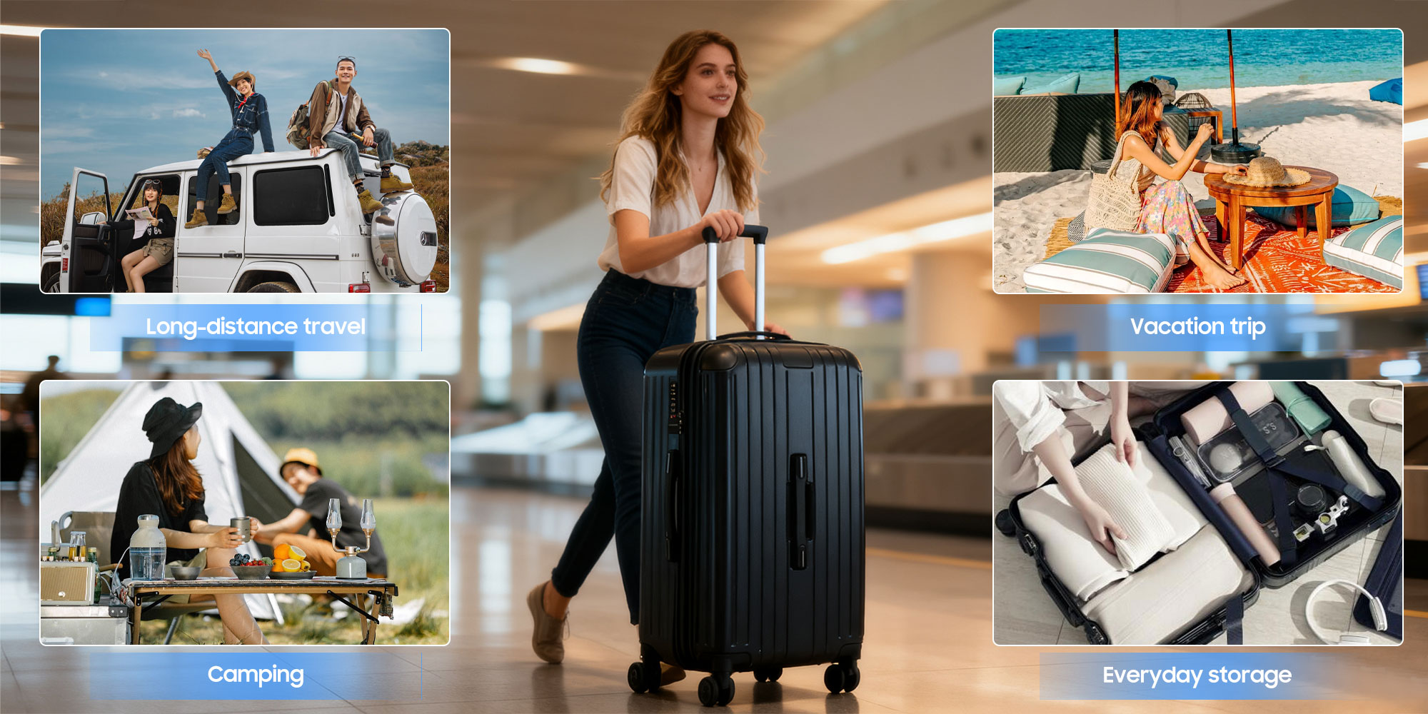 7610 purple color small size suitcase ABS mix PC Suitcase Trunk case check in luggage 22 inch with TSA travel case