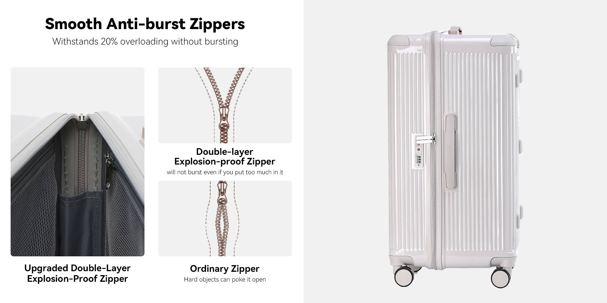 7672 Beige small size suitcase PC Suitcase Trunk case check in luggage 22 inch with TSA travel case YKK zip