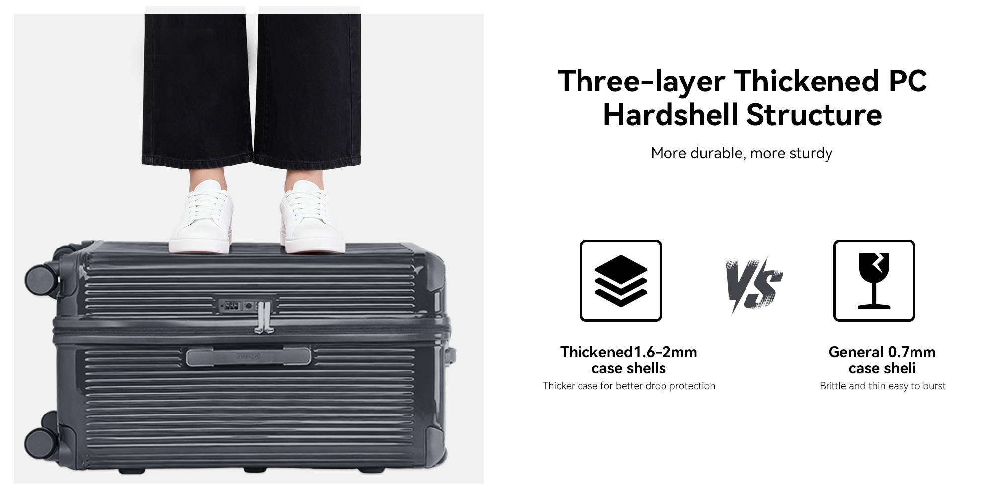 7672 Carbon Grey middle size suitcase PC Suitcase Trunk case check in luggage 28 inch with TSA travel case YKK zipper