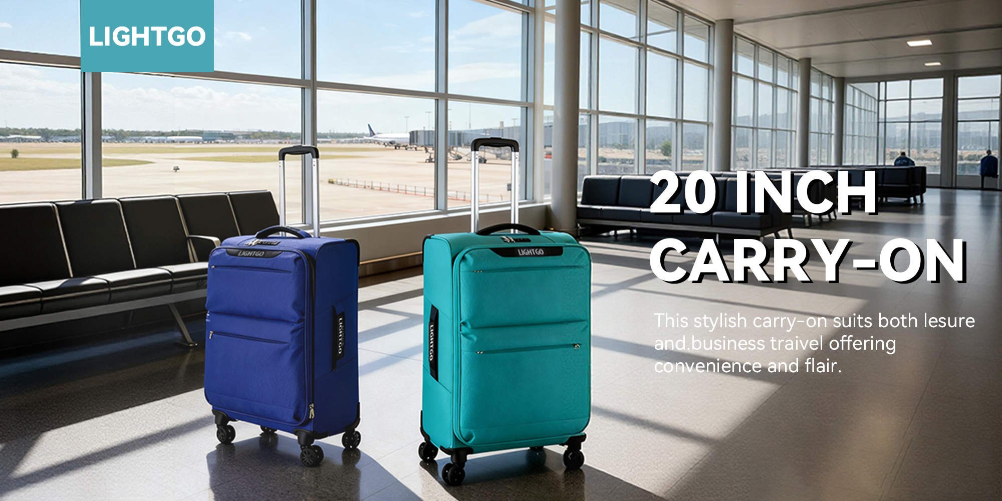 6947 middle size Suitcase check in Suitcase soft spinner luggage 24inch with TSA lock waterproof zipper travel case Turquoise color ultra-light case with half expandable