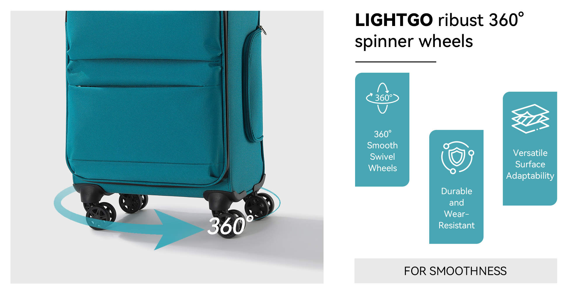 6947 middle size Suitcase check in Suitcase soft spinner luggage 24inch with TSA lock waterproof zipper travel case Turquoise color ultra-light case with half expandable