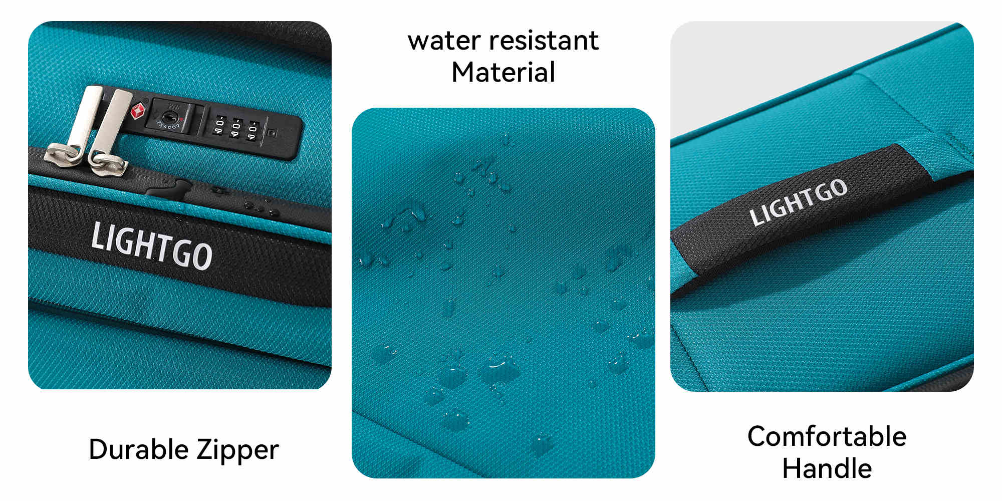 6947 middle size Suitcase check in Suitcase soft spinner luggage 24inch with TSA lock waterproof zipper travel case Turquoise color ultra-light case with half expandable