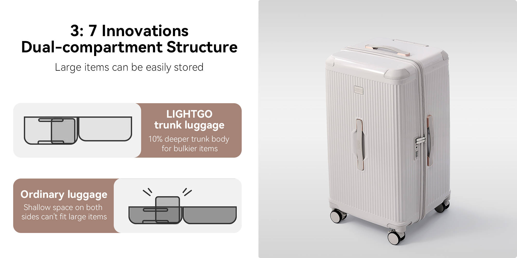 7672 Beige middle size suitcase PC Suitcase Trunk case check in luggage 28 inch with TSA travel case YKK zipper