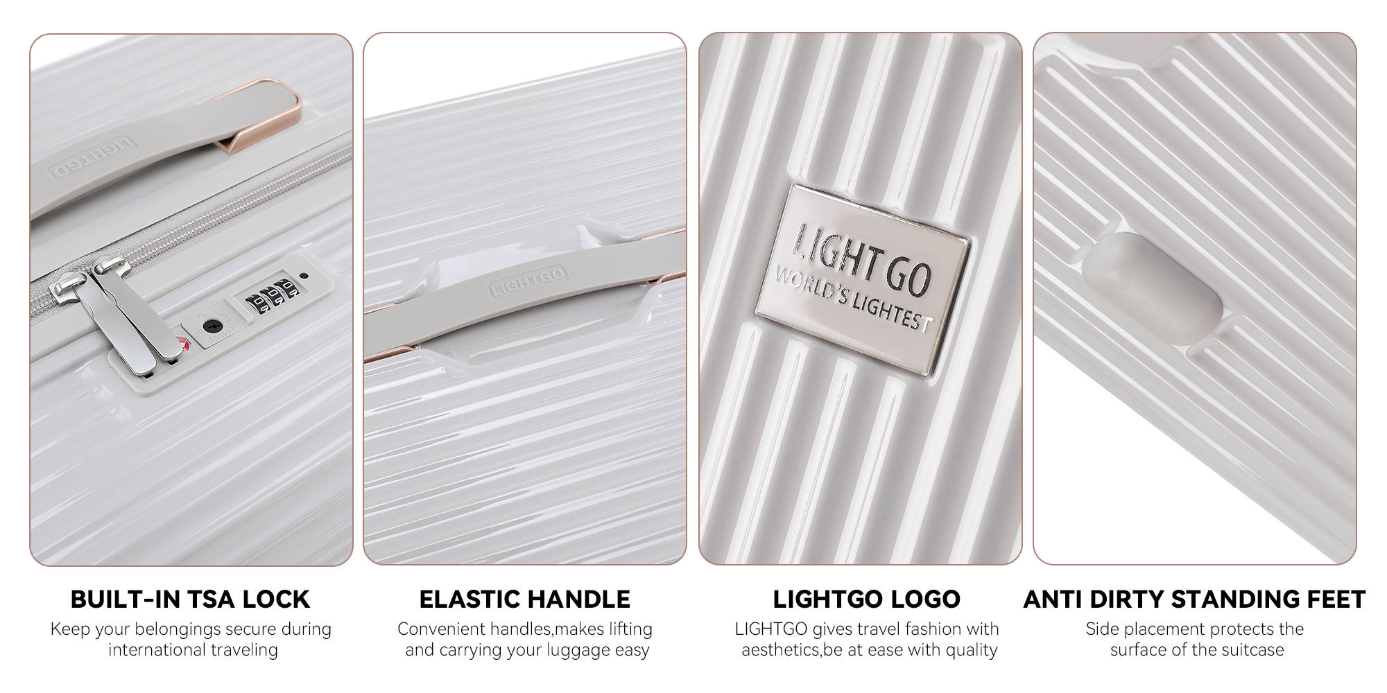 7672 Beige middle size suitcase PC Suitcase Trunk case check in luggage 28 inch with TSA travel case YKK zipper