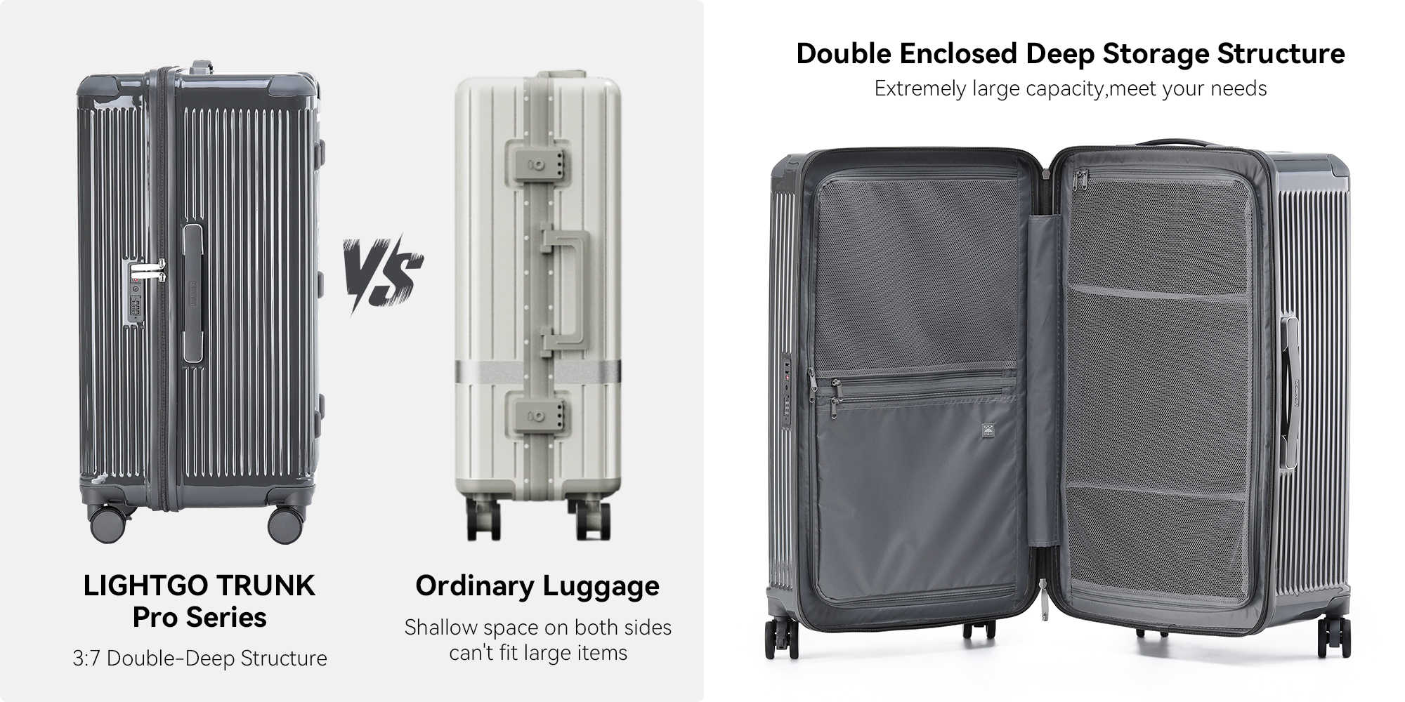 7672 Carbon Grey small size suitcase PC Suitcase Trunk case check in luggage 22 inch with TSA travel case YKK zipper