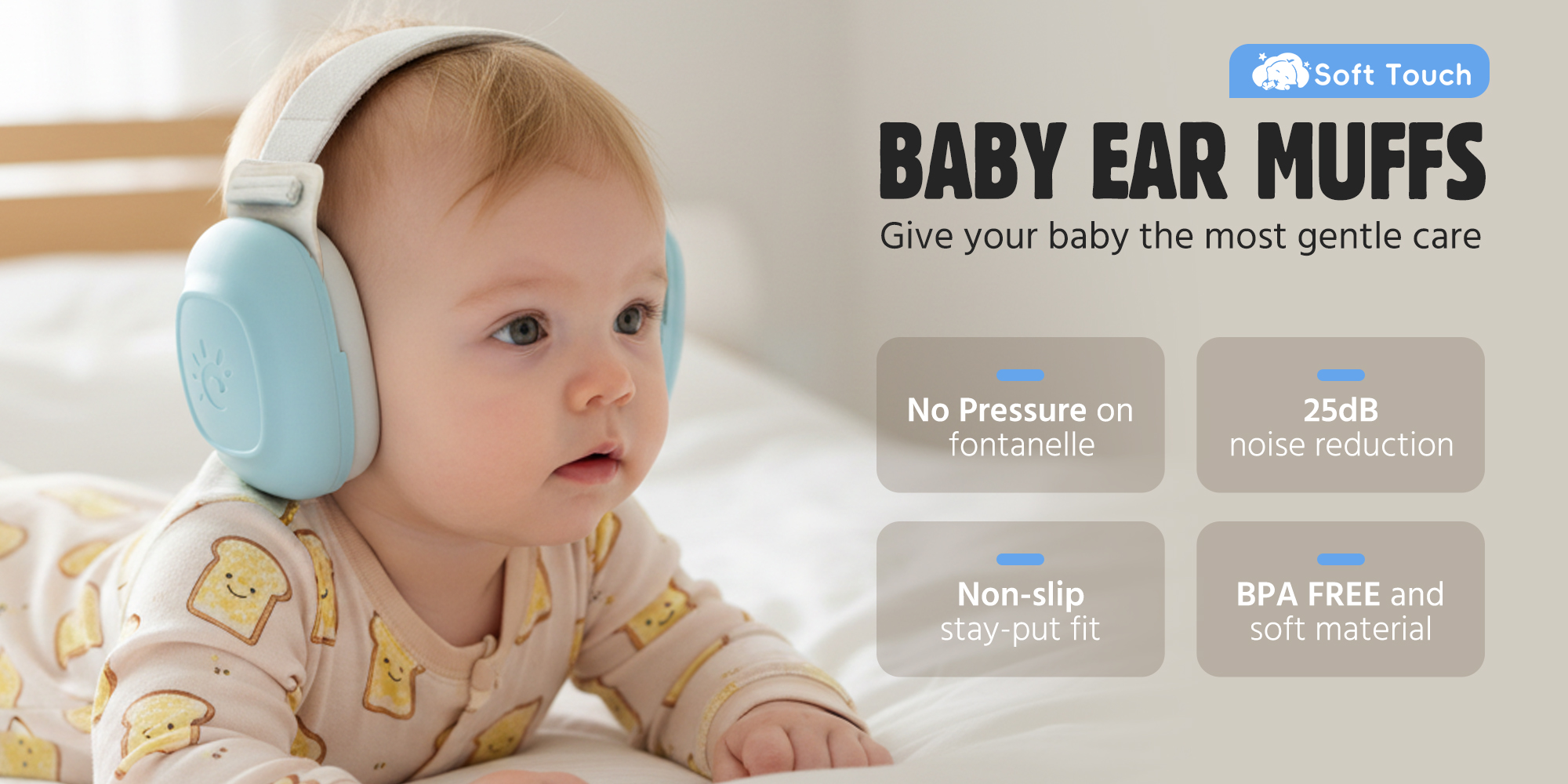 Baby Ear Muffs, Baby Headset, Baby Plane Ear Muffs Noise Protection for Infant and Babies 0- 48 Months, Baby Earplug, 24dB Sound Reduction, Adjustable Ear Muffs for Ear Protection, Hearing Damage & Improves Sleep,Travel (Blue)