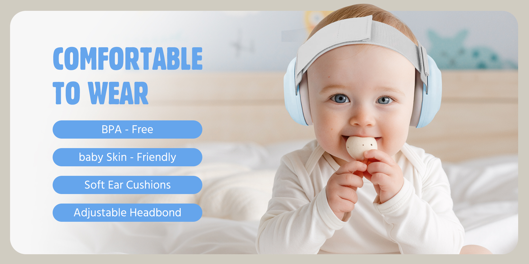 Baby Ear Muffs, Baby Headset, Baby Plane Ear Muffs Noise Protection for Infant and Babies 0- 48 Months, Baby Earplug, 24dB Sound Reduction, Adjustable Ear Muffs for Ear Protection, Hearing Damage & Improves Sleep,Travel (Blue)
