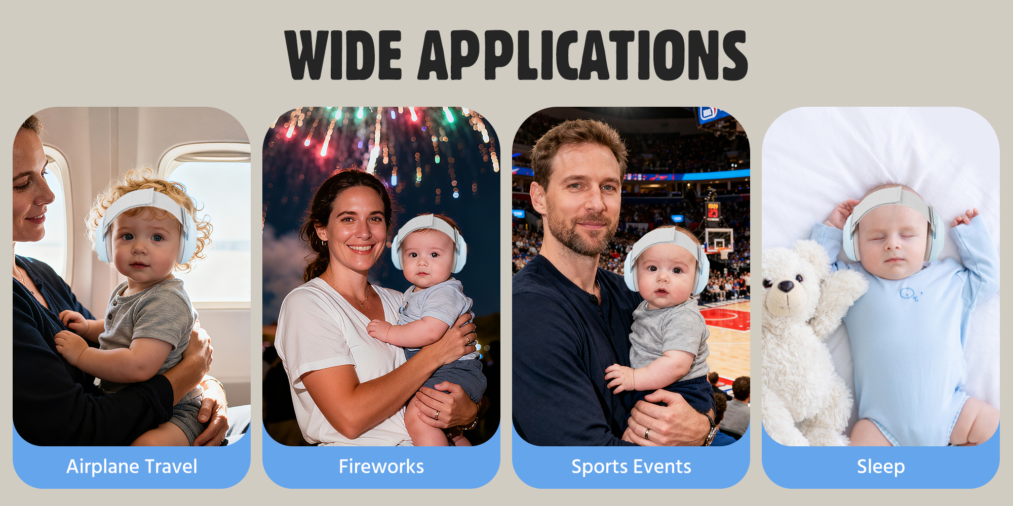 Baby Ear Muffs, Baby Headset, Baby Plane Ear Muffs Noise Protection for Infant and Babies 0- 48 Months, Baby Earplug, 24dB Sound Reduction, Adjustable Ear Muffs for Ear Protection, Hearing Damage & Improves Sleep,Travel (Blue)