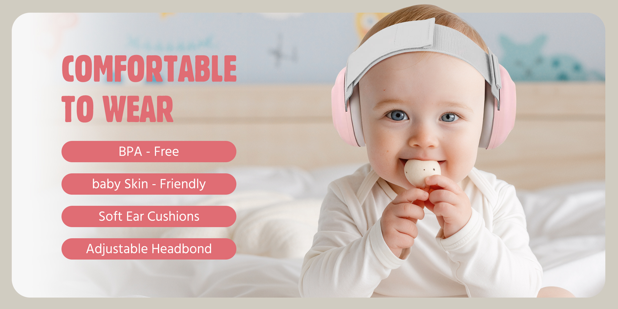 Baby Ear Muffs, Baby Headset, Baby Plane Ear Muffs Noise Protection for Infant and Babies 0- 48 Months, Baby Earplug, 24dB Sound Reduction, Adjustable Ear Muffs for Ear Protection, Hearing Damage & Improves Sleep,Travel (Pink)