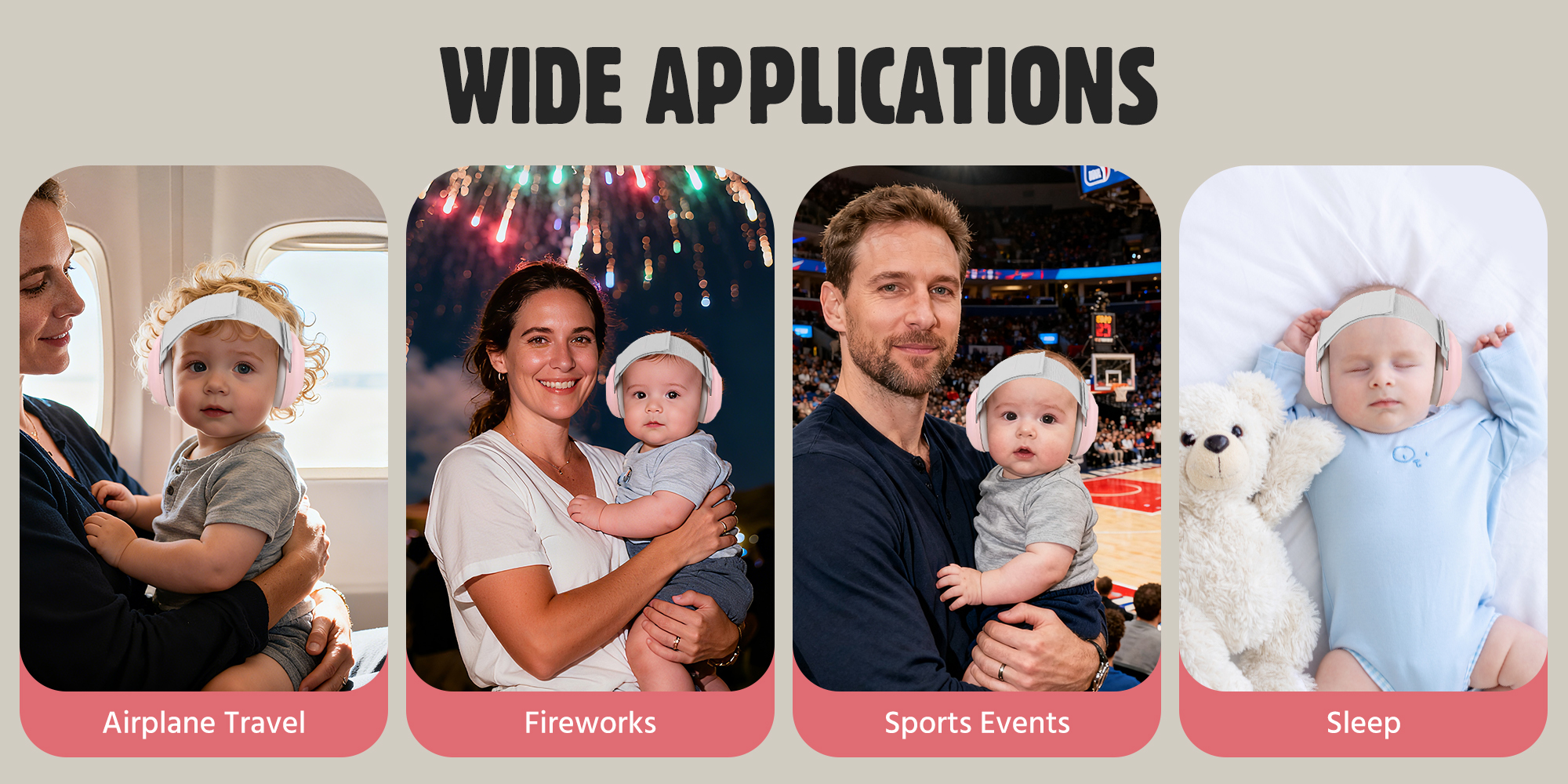 Baby Ear Muffs, Baby Headset, Baby Plane Ear Muffs Noise Protection for Infant and Babies 0- 48 Months, Baby Earplug, 24dB Sound Reduction, Adjustable Ear Muffs for Ear Protection, Hearing Damage & Improves Sleep,Travel (Pink)