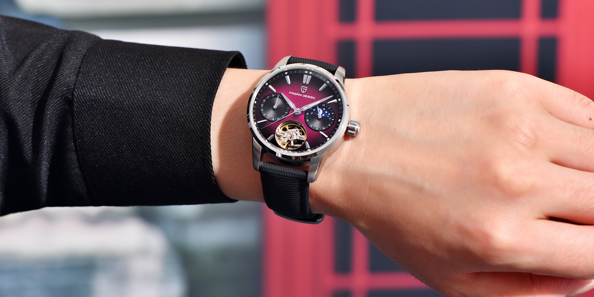 New Men's Business Mechanical Watch, 41mm Waterproof Stainless Steel Case, Imported Automatic Movement, Dynamic Gyro Dial, Luminous Hands, High-End Quality PD YS021