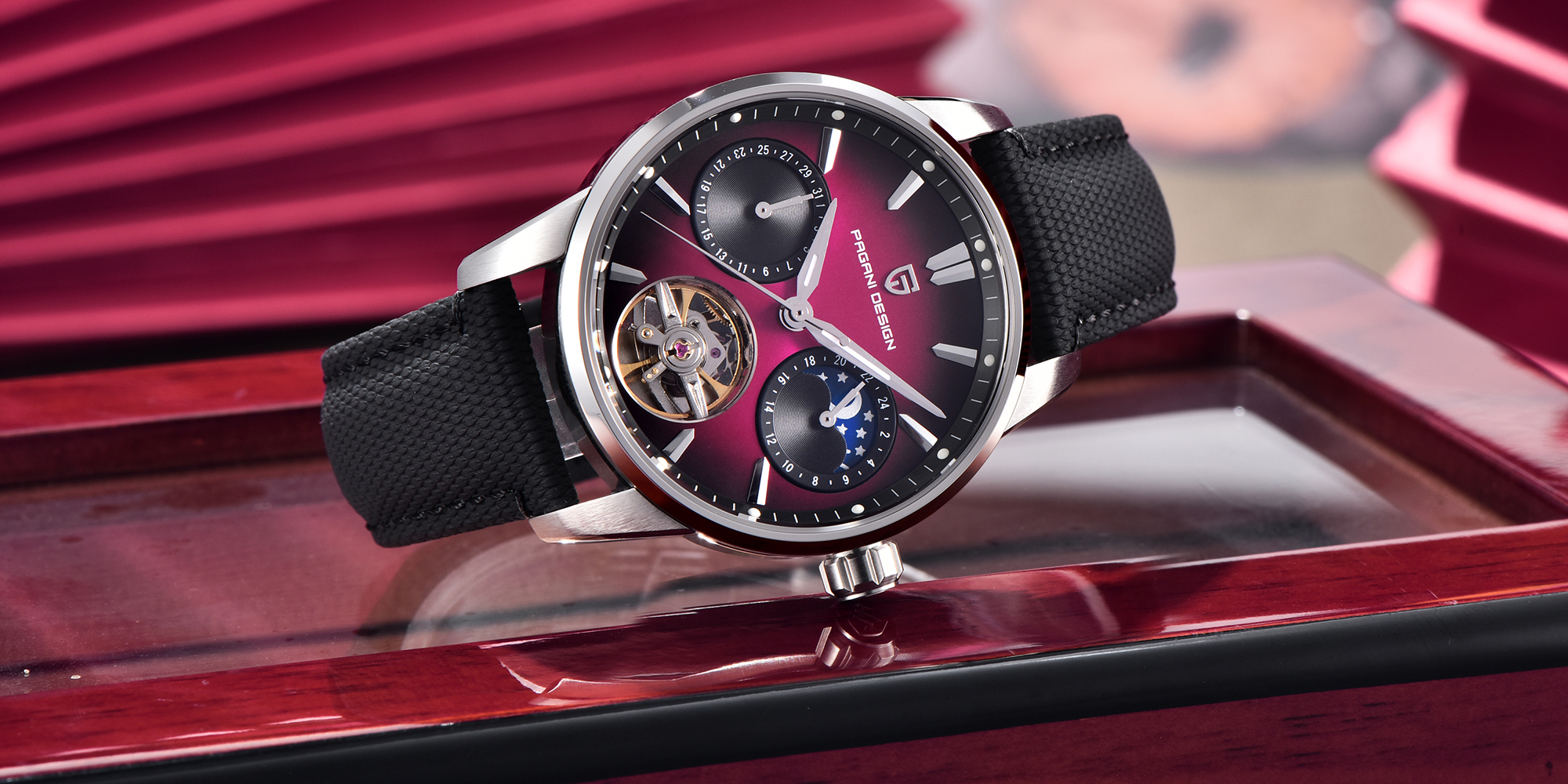 New Men's Business Mechanical Watch, 41mm Waterproof Stainless Steel Case, Imported Automatic Movement, Dynamic Gyro Dial, Luminous Hands, High-End Quality PD YS021