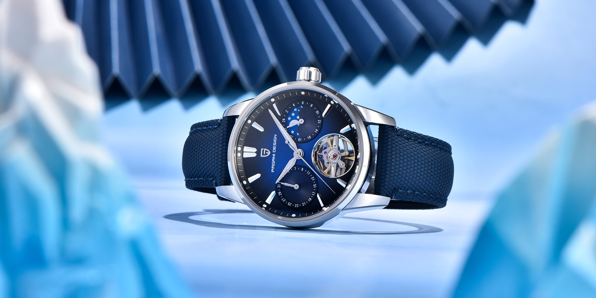 New Men's Business Mechanical Watch, 41mm Waterproof Stainless Steel Case, Imported Automatic Movement, Dynamic Gyro Dial, Luminous Hands, High-End Quality PD YS021