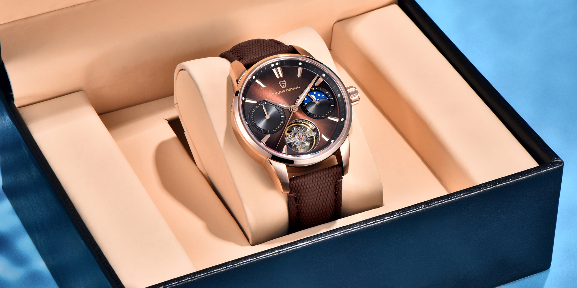 New Men's Business Mechanical Watch, 41mm Waterproof Stainless Steel Case, Imported Automatic Movement, Dynamic Gyro Dial, Luminous Hands, High-End Quality PD YS021